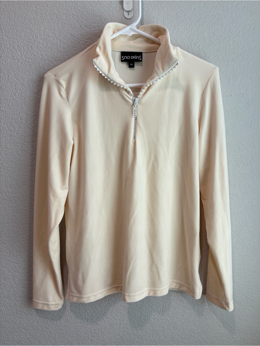Sno Skins Quarter Zip Pullover Sweater Shirt Cream Pale Yellow Women’s Medium